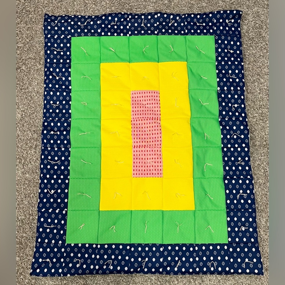 NEW Handmade quilt cozy vintage charm of polyester double knit rainbow blanket